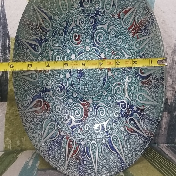 Turkish Topkapi Collection Large Art Glass Oval Bowl Reverse Enamel RARE - Picture 4 of 15